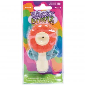 3.5" Orange Flower Ceramic Pipe - Wacky Bowlz [CP102O]